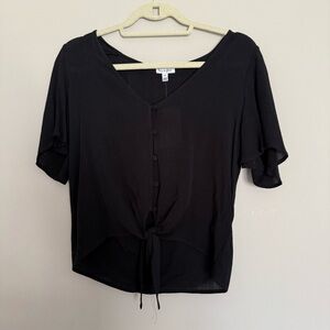 Black Button-Down Women's Top